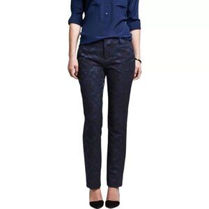 Banana Republic Navy Floral Jacquard Ankle Pant size 8 short